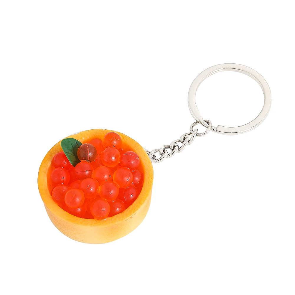 PVC Emulation 3D Stereoscopic Caviar Delicacies Seafood Resin Keychain Pendant Charm Purse Schoolbag Dangle Jewelry Crafts Gifts