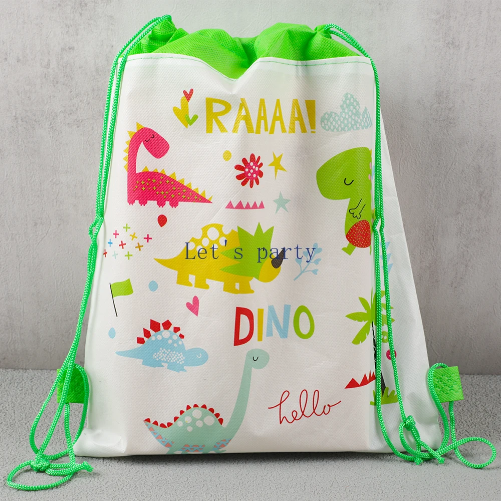 4/8/12Pc Cartoon Dinosaur Theme Party Drawstring Bags School Backpack Storage Bag for Kids Birthday Baby Shower Party Favors Bag