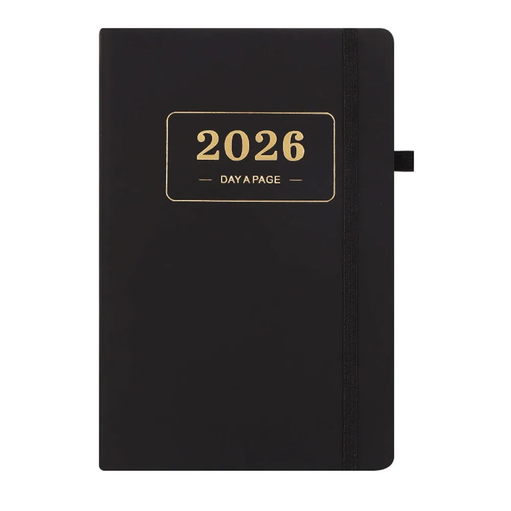 

PU Leather A5 Planner Notebook 2026.1.1-2026.12.31 Waterproof 2026 Daily Planner with Bookmark 180-degree Flip Calendar Book