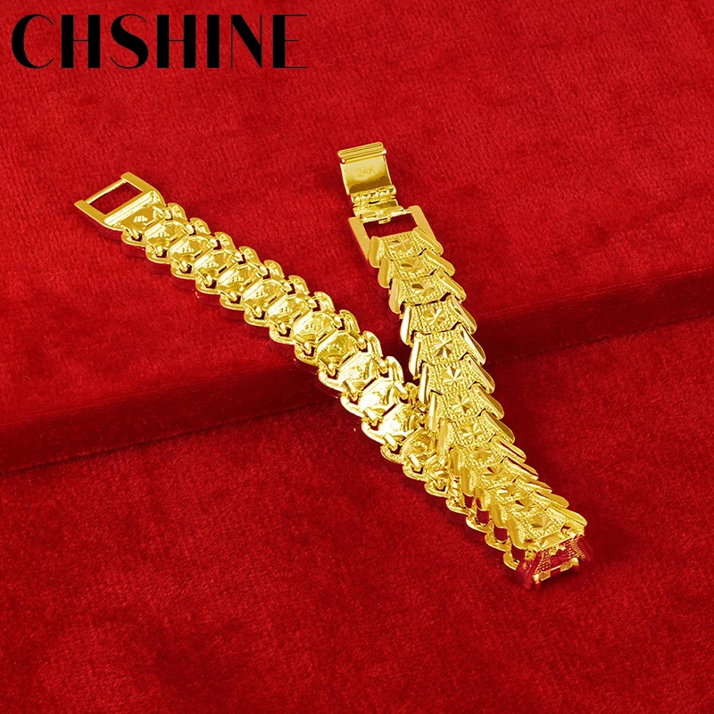 CHSHINE 18K Gold Geometric Strap Chain Buckle Bracelet For Women Wedding Engagement Party Fashion Charm Jewelry