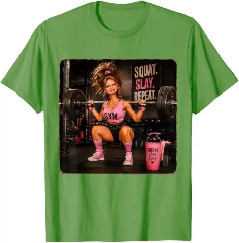 Lustiges Fitness-T-Shirt mit Meme-Humor: Ekelhaftes Gym-Girl, Y2K-Puppen-Gesicht, Damenmode, Gewichtheben-Grafik, Baumwollbekleidung – Detail 11