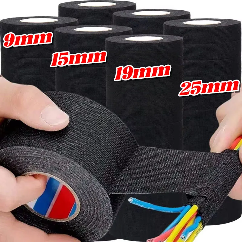 Electrical Tape Heat-resistant Harness Bundle Insulation Auto Wiring Fabric Cloth Wrap Waterproof Cable Organizer Adhesive Tapes