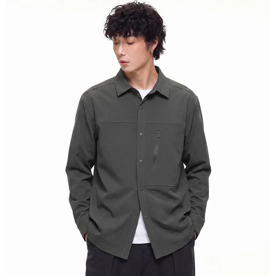 Men Japanese Streetwear Fashion Amekaji Loose Casual Long Sleeve Plus Size Cargo Shirts Outdoor Hiking Quick Dry Track Shirts
