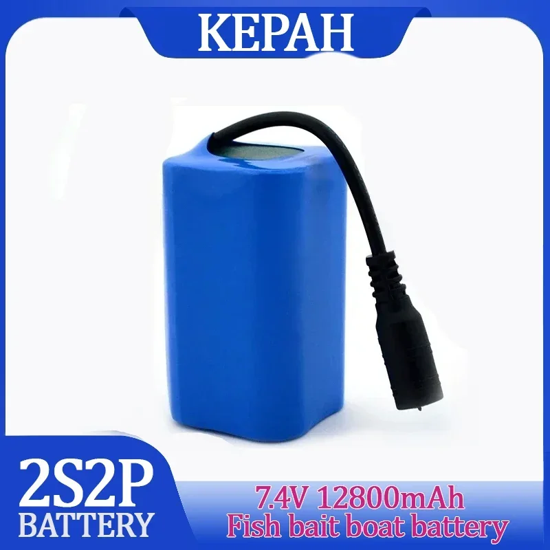 2024 New Remote Control Fish Bait Boat Battery, 7.4 V, 12800 mAh, T1882011-5, T888, V007, H18, C1818650 Lithium ion Battery Pack