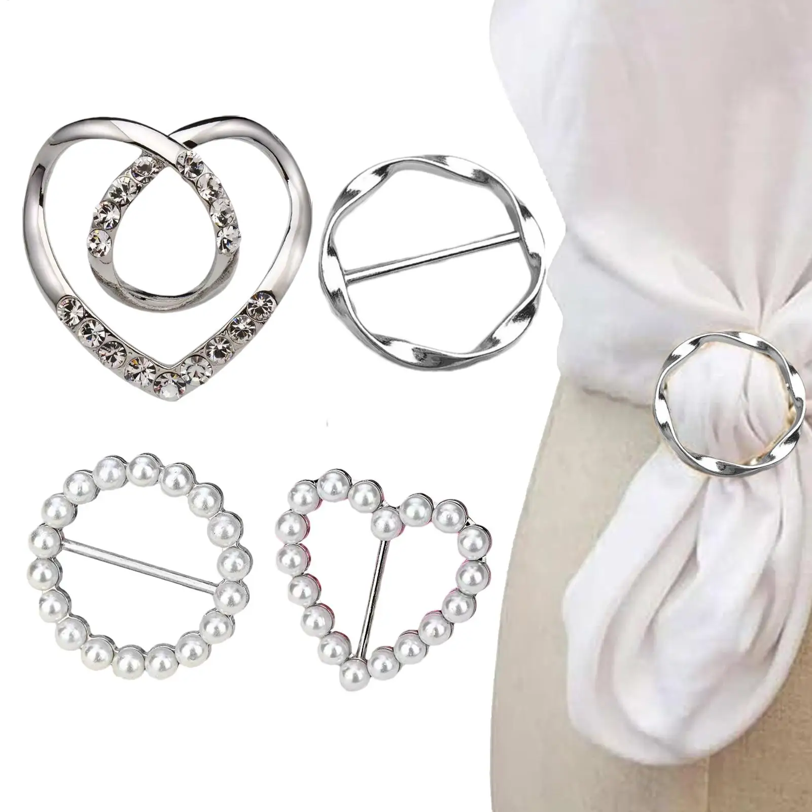 4pcs Set Fashion Waist Clip Belt Accessory For Tucking Shirts Securing Waistband Tightening Knots Stylish Scarf Ring
