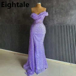 Eightale Customized 2025 Lilac Sequins Mermaid Slit Prom Dress Asymmetrical Evening Dress Women Formal Party Gown