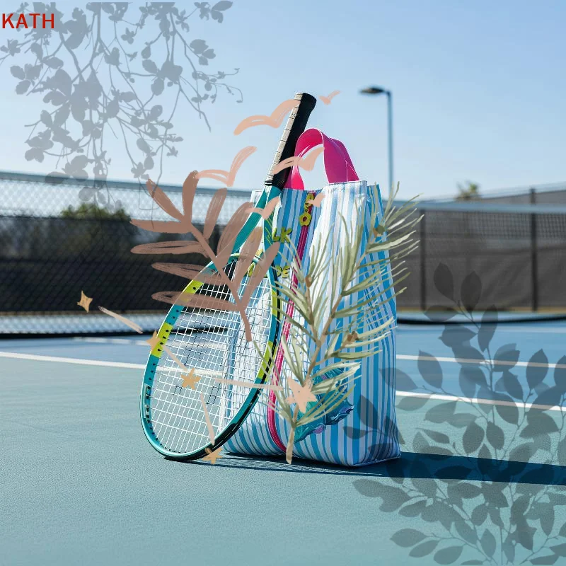 Breathable Water Resistant Shoe Storage Bag With Zipper: Cute Striped Print Travel Beach Trips