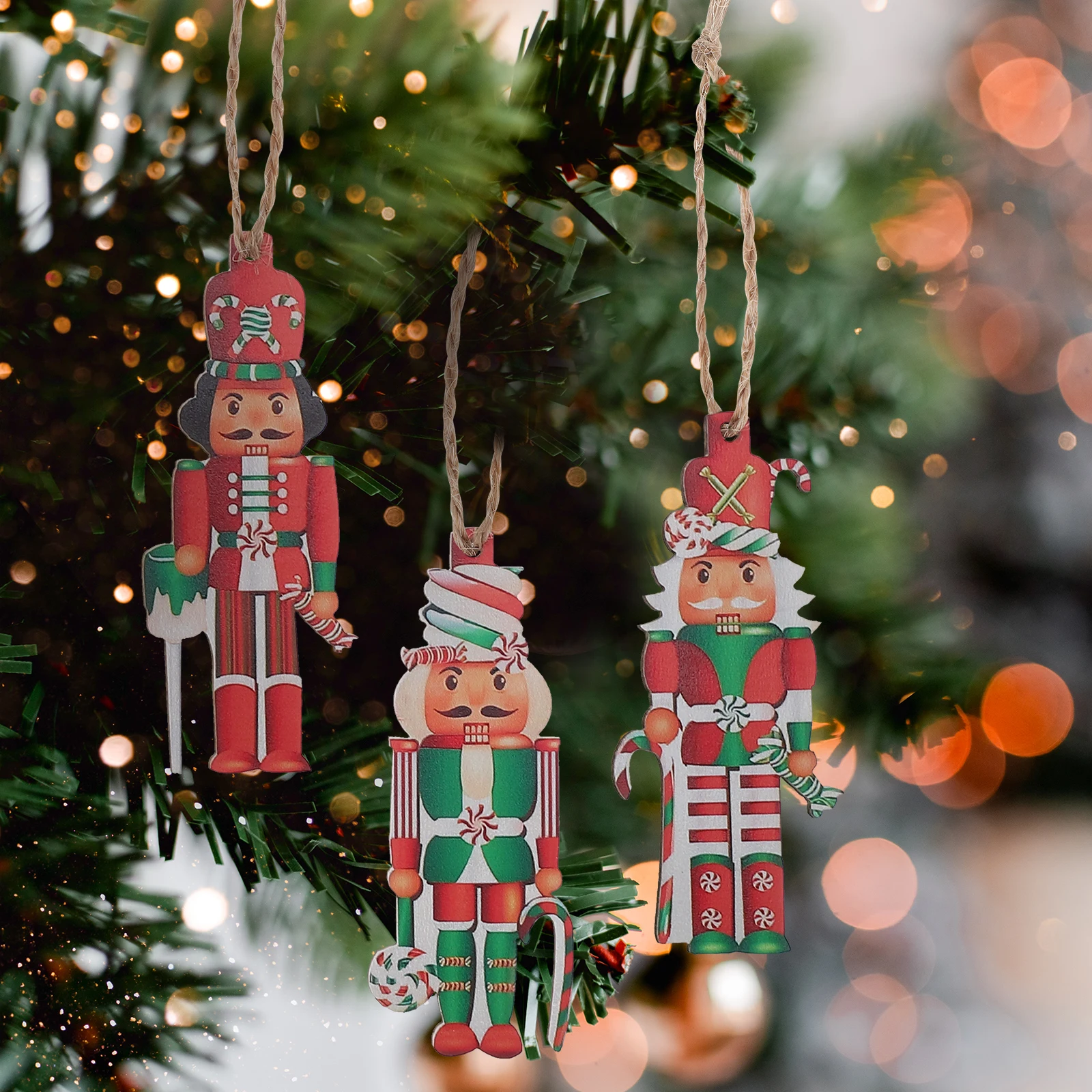 

36 Pcs Wooden Pendant Nutcracker Ornaments Figurine Decor Decoration Holiday Nutcrackers Lattice Crafts