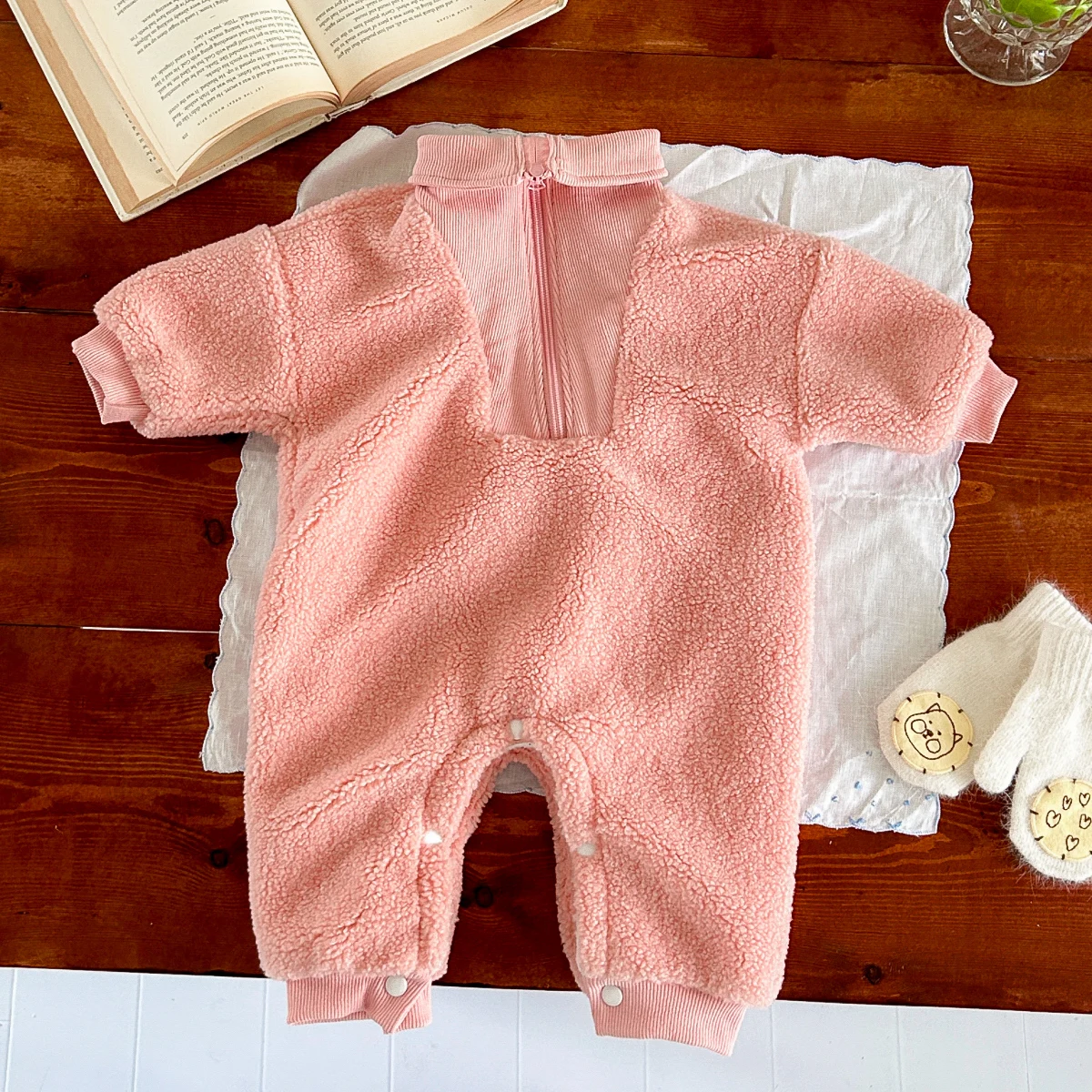 Winter Baby Girls Clothes Long Sleeves Newborn Warm Fleece Baby Rompers Pajamas Infant Boy Costume Zipper Jumpsuit 0-18 Months