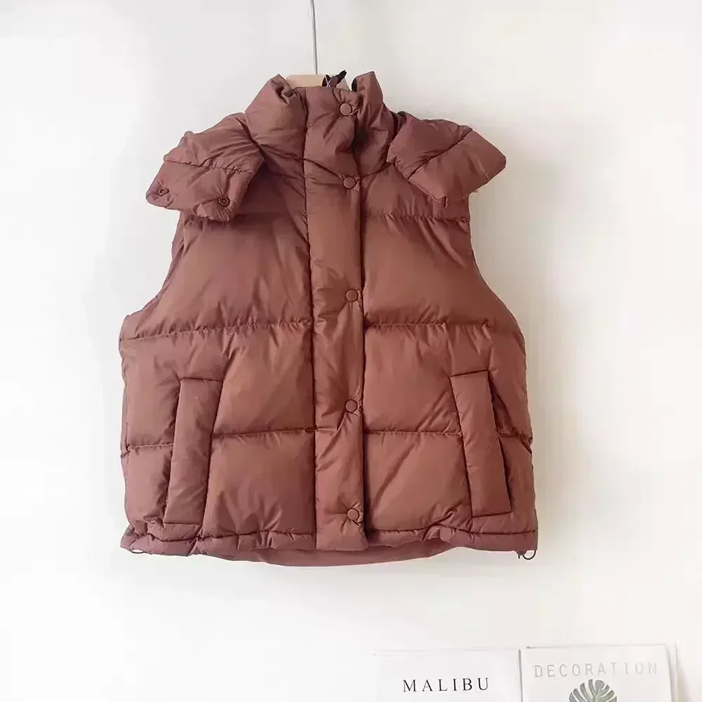 

Lemon Winter New Style Vertical Collar Down Jacket Vest Women's Short Commuting Casual Detachable Hooded Warm Jacket