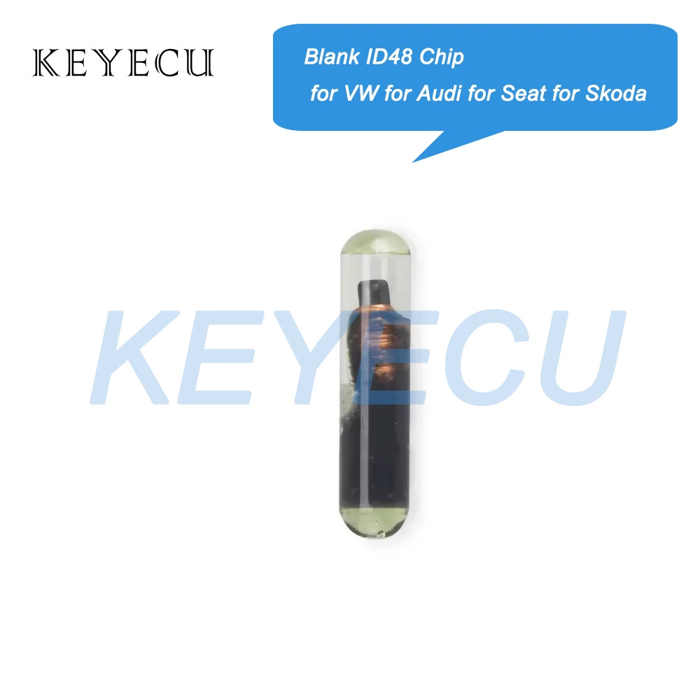 Keyecu 1/ 10/ 20 Pieces ID48 Transponder Chip Car Key Chips Glass Blank ID48 Unlock Chip for VW for Audi for Seat for Skoda