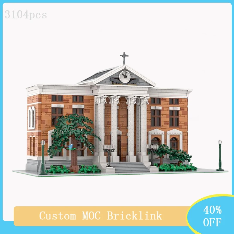 MOC Hot Selling Model Back To The Future Clock Tower Park Modular Street View Building Blocks Educational Adults Toys Teens Gift