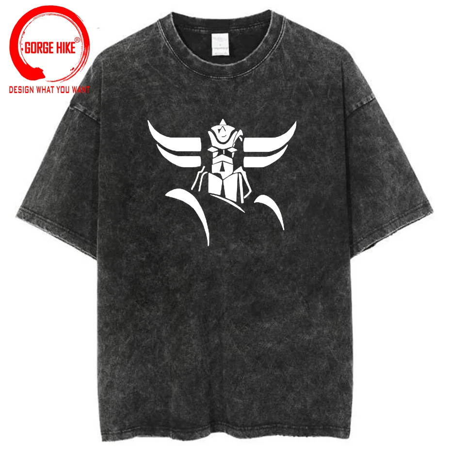 

Vintage Goldorak Grendizer Mazinger Z T-Shirt Japanese Cartoon Mazinger Robot Tshirt Tee Shirt Tops Retro Washed Cotton T Shirt