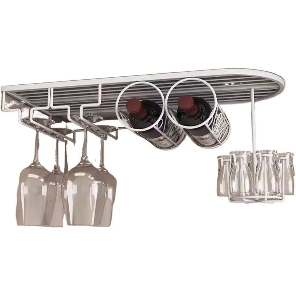 

Белая складная подставка для винных бокалов из кованого железа - современная домашняя подставка для хранения бокалов вверх дном