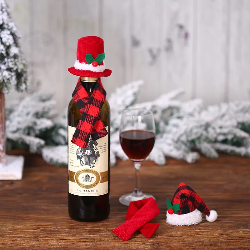 Christmas Wine Bottle Cover Merry Christmas Decoration for Home Red Wine Bottle Bag Xmas New Year Dinner Table Decor Navidad