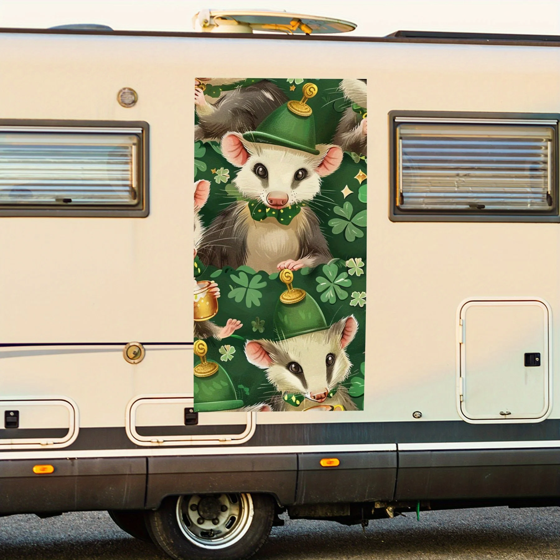 

Cute Possums and Clover Sticker Car Sticker,Vinyl decal on the side of the motor home, waterproof self-adhesive vinyl sticker on