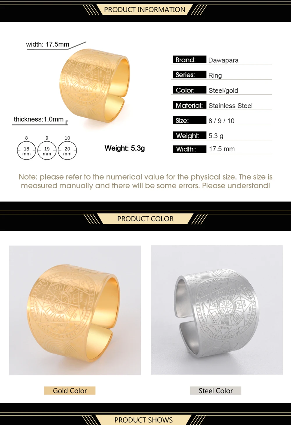 Dawapara Siegel der sieben Erzengel Geheimnis des Universums Ring Edelstahl Salomon Kabbalah Schutz Amulett Talisman – Detail 6
