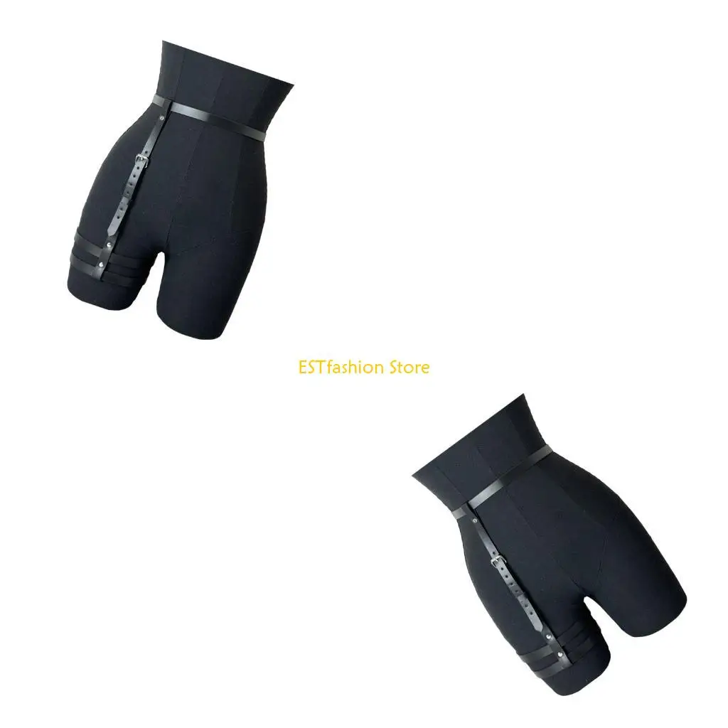 

Y5GC регулируемый женский пояс в стиле панк с цепочкой для ног, пояс в стиле готического рока, пояс из искусственной кожи, для