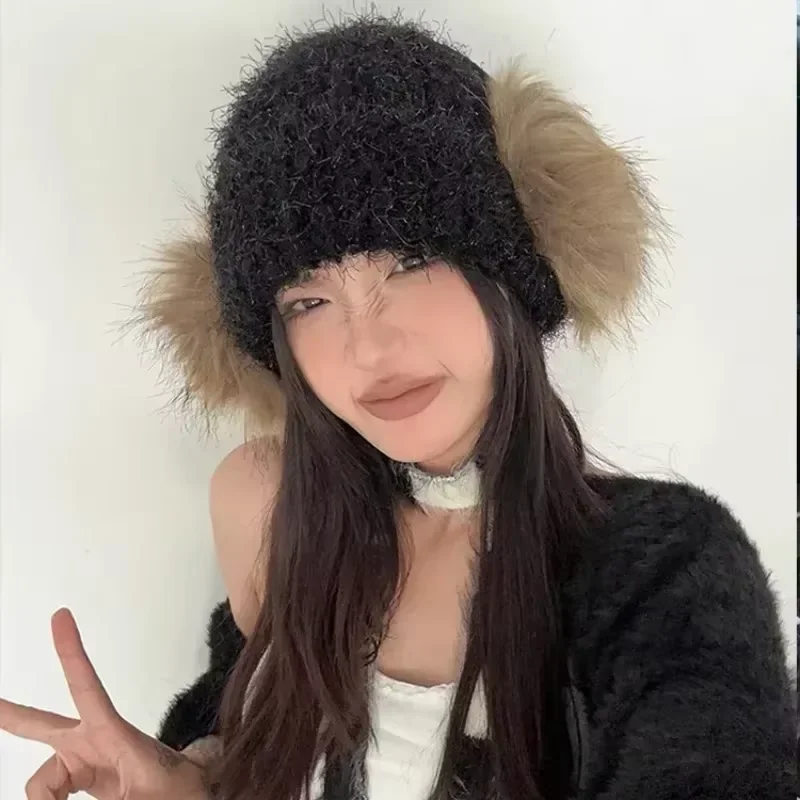 أفخم الأذن يفشل سدادات الأذن الباردة حماية امرأة غطاء للأذن الكورية لطيف الفراء غطاء للأذنين سماعات دافئة الدراجات فتاة اكسسوارات الهدايا