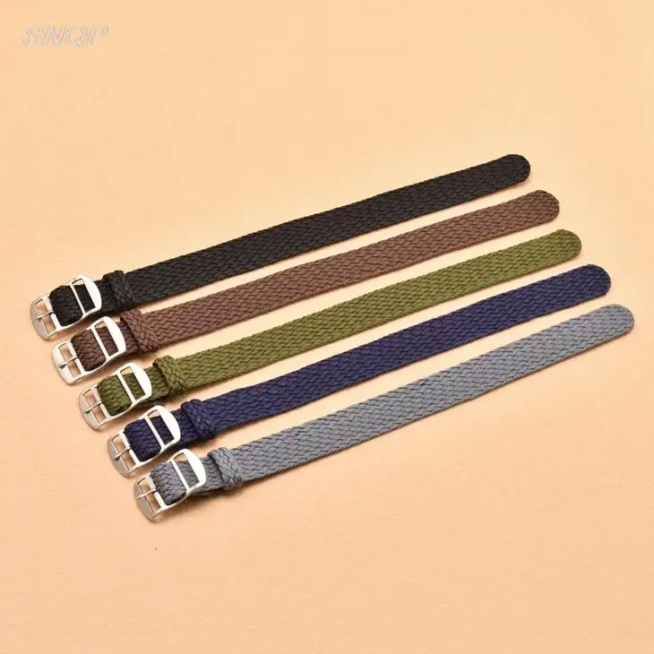 20mm 22mm Black Navy solid color for perlon woven nylon watchbands Bracelet fabric woven Watch Strap Band Black Buckle Belt