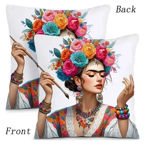 أغطية وسادة الفن F-Frida K-Kaylo أريكة الكرتون الزخرفية الصفحة الرئيسية طباعة على الوجهين قصيرة أفخم لطيف غطاء وسادة أفضل 6 قميص فريدا كاهلو للمبيعات - رقم 1