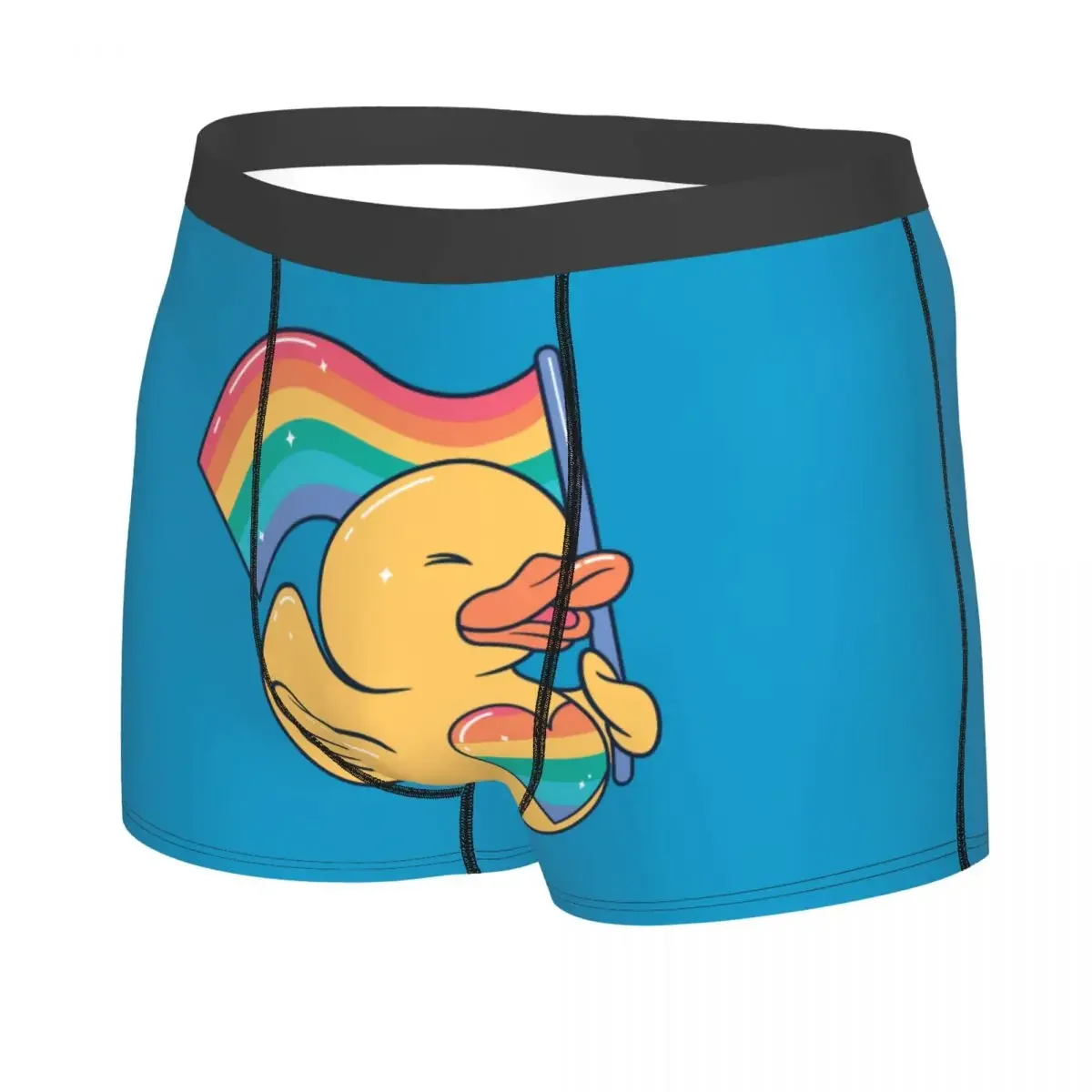 Custom Cute LGBT Rainbow Rubber Ducky Underwear Male Printed Boxer Briefs Shorts Panties Breathable Underpants