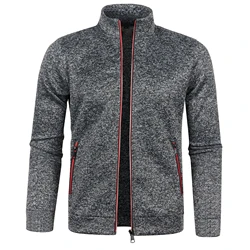 Autumn/winter men's long zipper light pile jacket