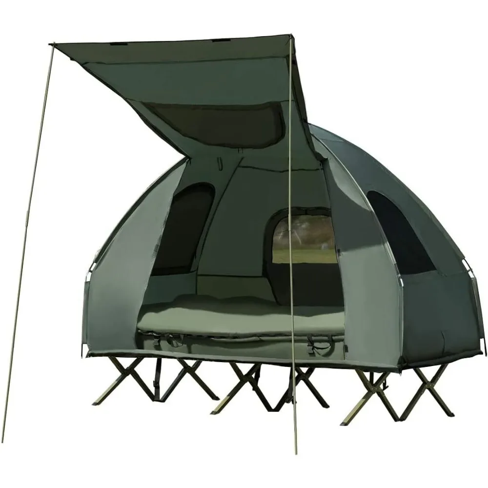 

LUARANE Double Tent Bed, Outdoor Folding Tent Set with Air Mattress & Sleeping Bag, 2 Person Waterproof Raised Camping Tent Bed