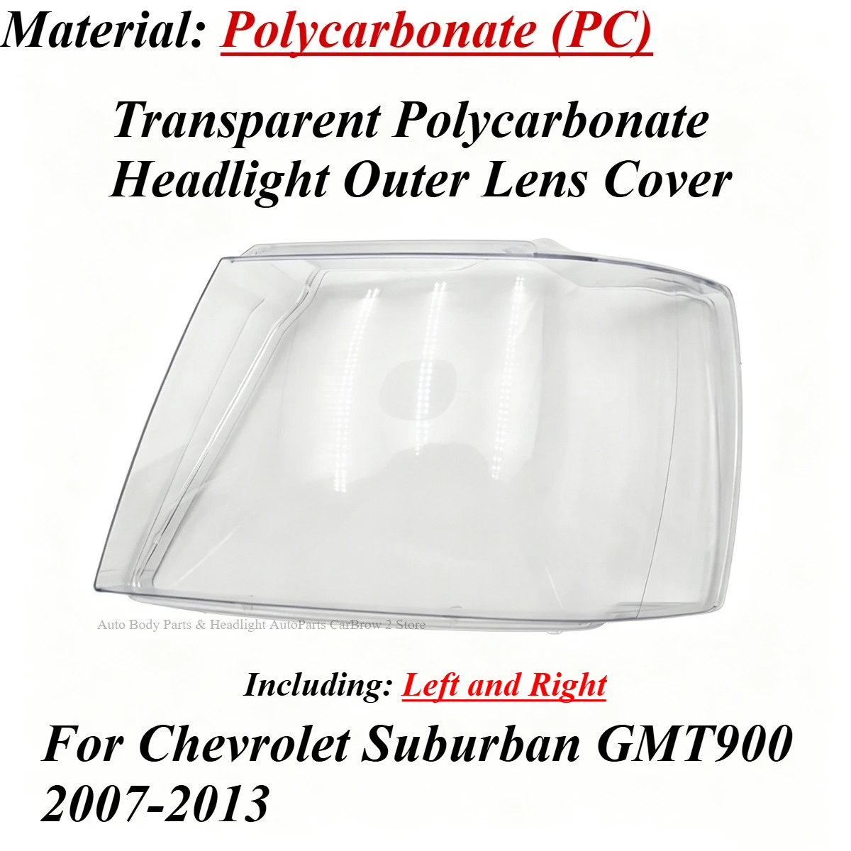 A Pair Clear PC Front Headlamp Outer Lens Cover For Chevrolet Suburban GMT900 2007‑2013 Replacement Protective Lamp Casing Shell