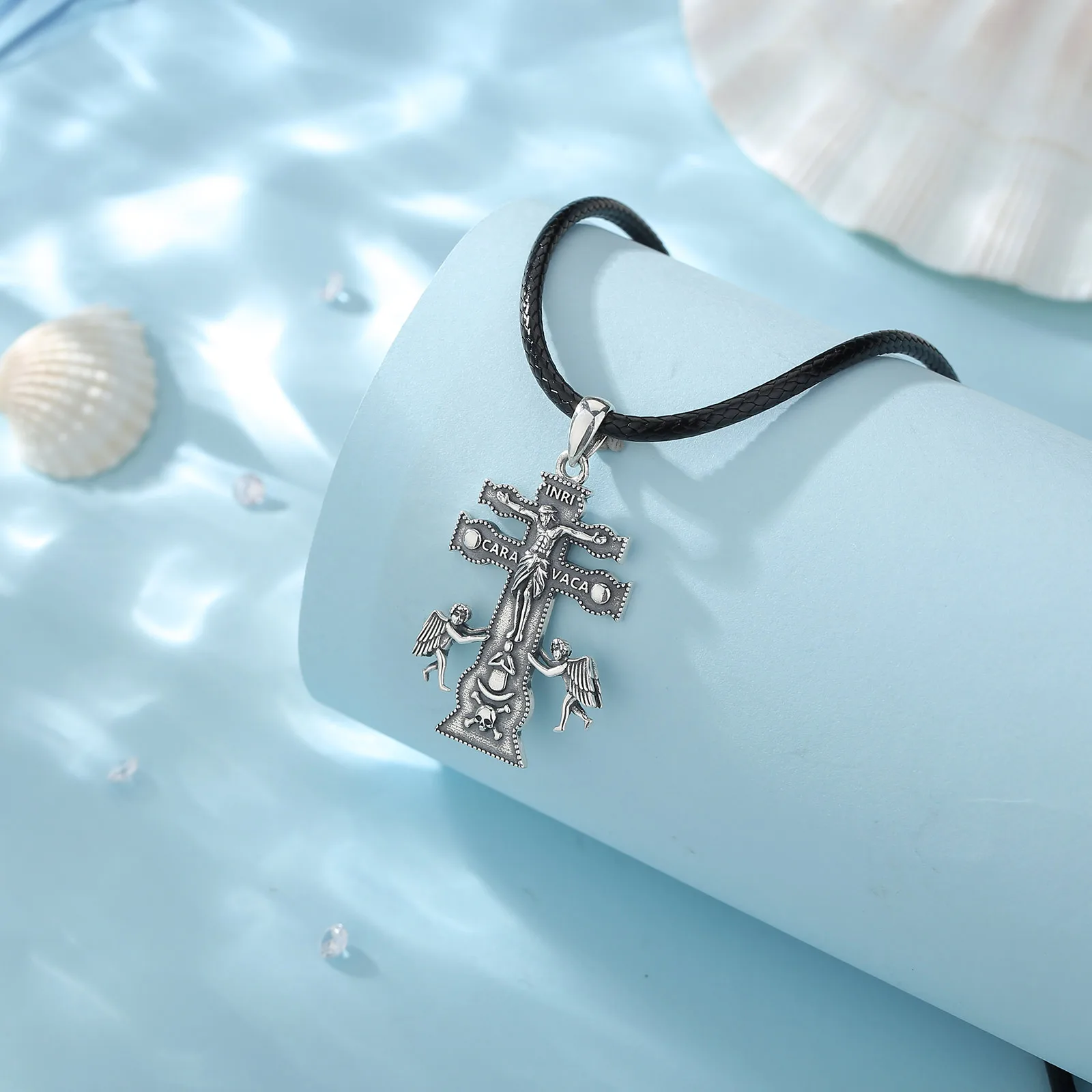 Caravaca croce gioielli Eudora 925 collana croce in argento Sterling per uomo donna angelo Christian personalità ciondolo regalo banchetto