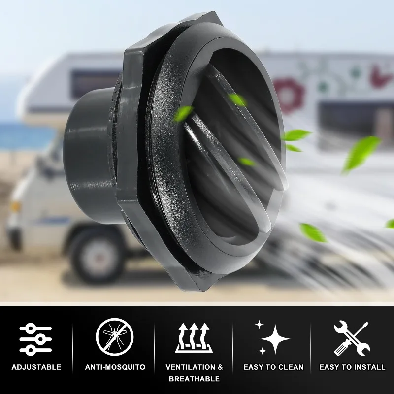 1PCS Dashboard Air Conditioning Outlet Deflector 60mm Hole Universal Knob Style Black for RVs Buses Yachts Round AC Deflector