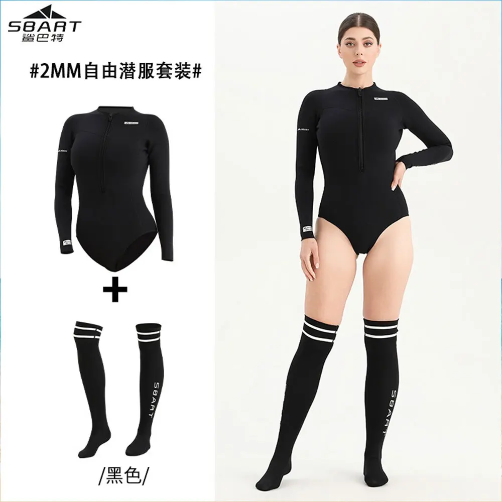 2mm Neoprene Wetsuit Long Sleeve Front Zip High Elasticity Wetsuit One-Piece Triangle Dive Suit Spearfishing Sailing Rash Guards