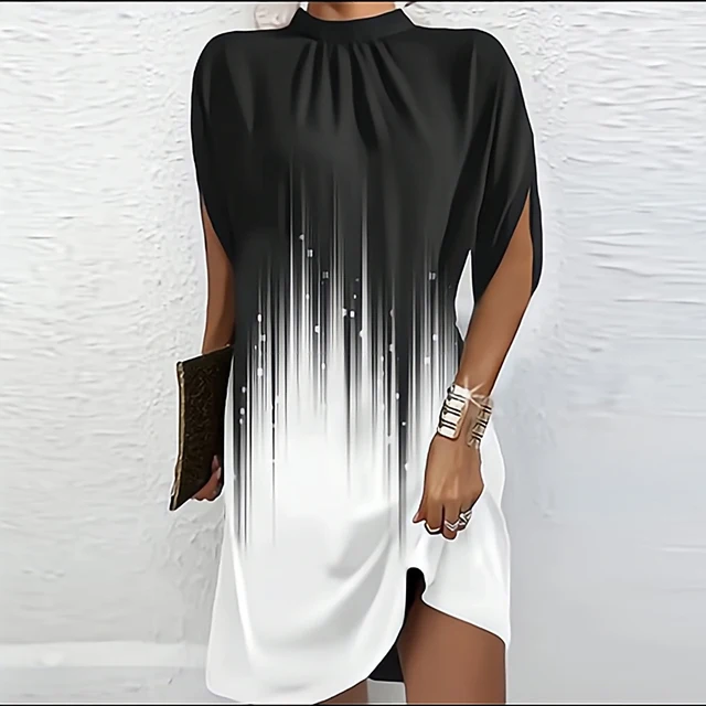 Vestido corto de verano de retazos para mujer, traje informal de manga corta con cuello redondo, sin mangas, holgado, para playa, 2023