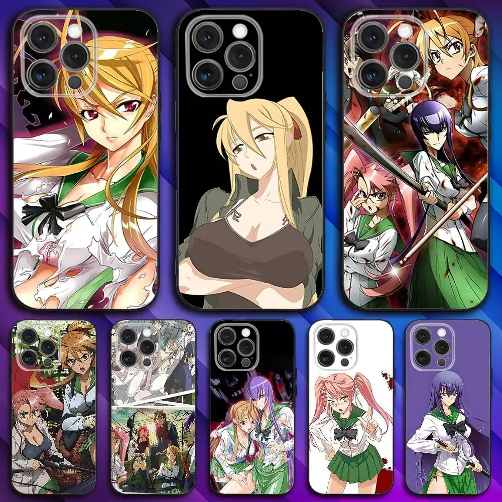 

Anime Highschool the Dead Phone Case For iPhone 17,16,15,14,13,12,11,Pro,Max,Plus,X,XS,SE4,E,Mini,Soft Black Case