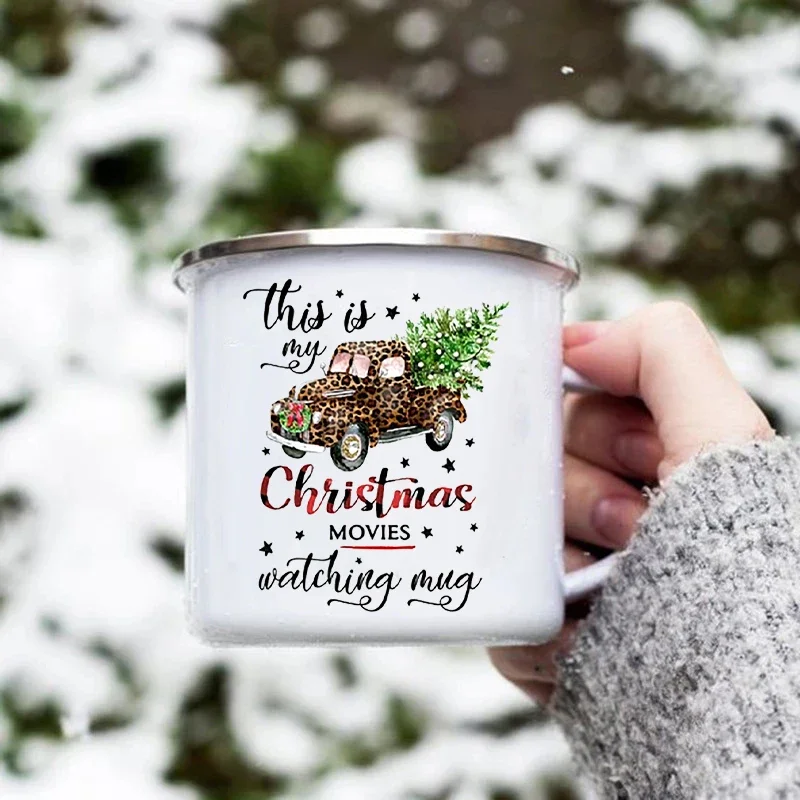 

It's My Christmas Movies Watching Mug Creative Coffee Mugs Party Dessert Hot Cocoa Chocolate Cup Enamel Handle Cups Xmas Gifts