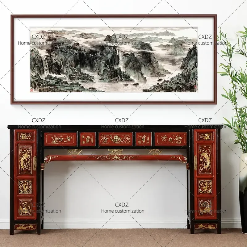 New Chinese Style Antique Solid Wood Console Table Ming Qing Classical Retro Entryway Table Flat Head Strip Case Decoration