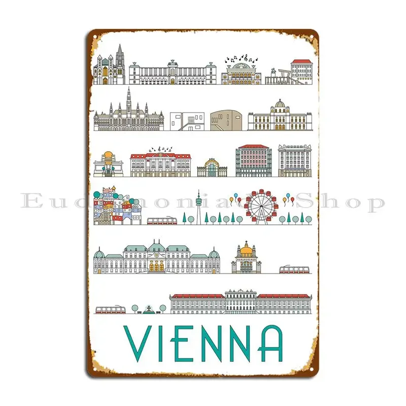 Vienna City Guide Metal Plaque Design Printed Wall Decor Create Classic Tin Sign Poster