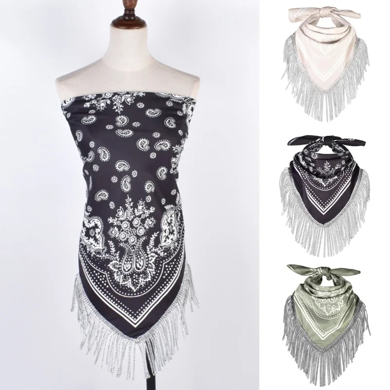 

Cowgirl Bandanas Shawl Rhinestones Fringe Paisley Scarf Bachelorette Bandanas Cowboys Bandanas Rhinestones Neckerchief