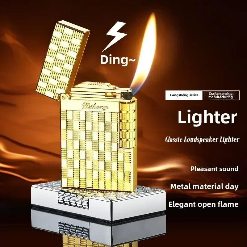 Sideslip Grinding Wheel Ignition Lighter HOT Metal Steel Voice Oblique Fire Inflatable Butane Gas Pipe Mens Gift
