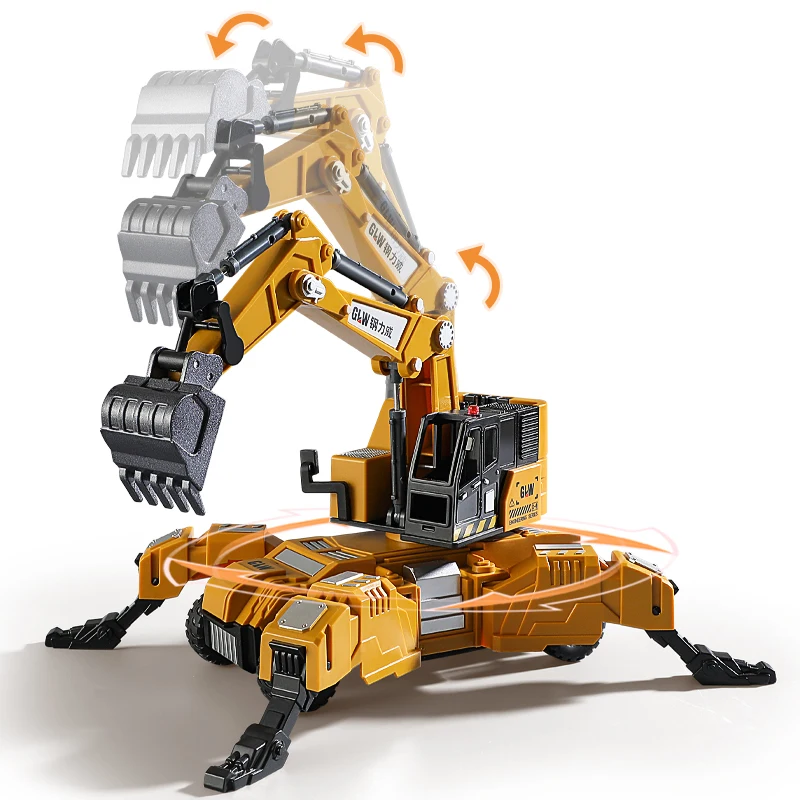 Vehículo de ingeniería transformable 1:40, coche de juguete, grúa, excavadora, aleación + Tractor de plástico, vehículo inercial para niños, regalos