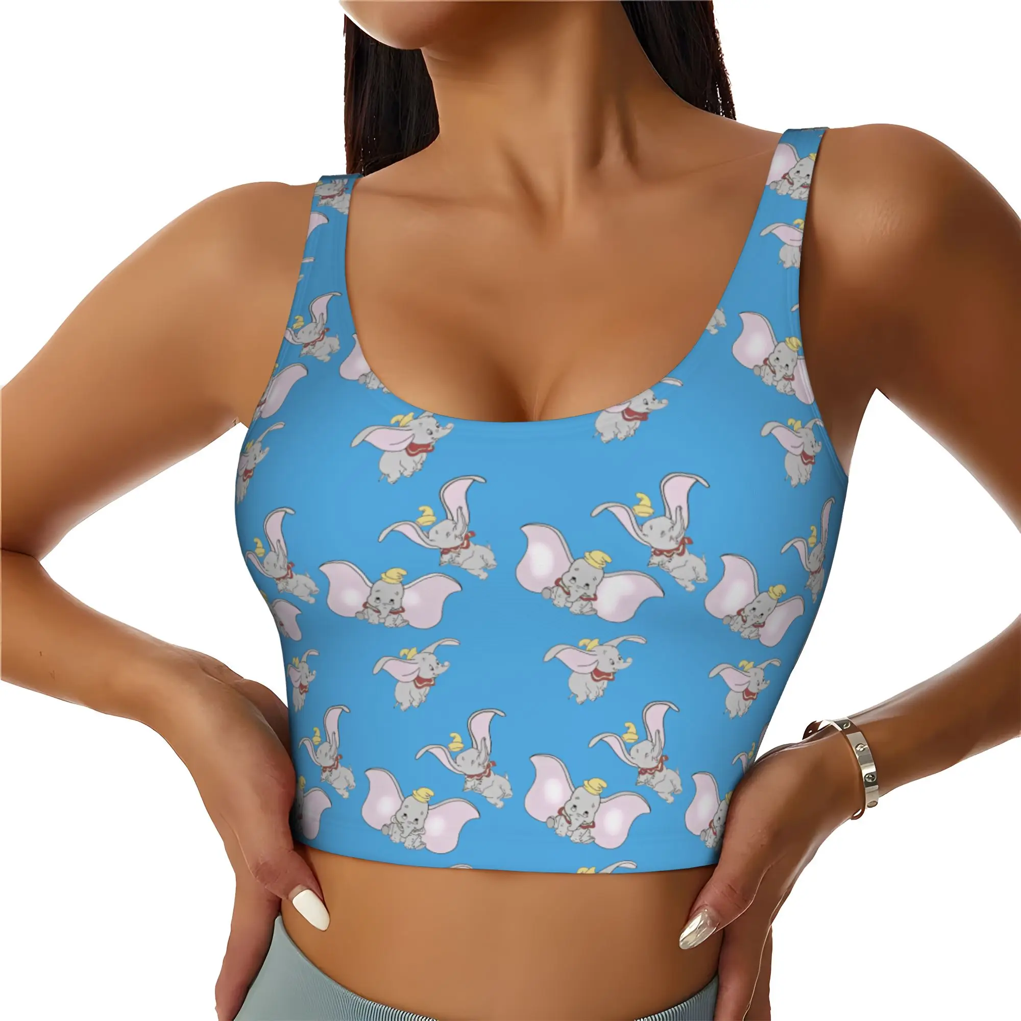 Custom D-Dumboes High Impact Sports Bras Women's Anime Elephant Seamless Workout Running Crop Tank Tops