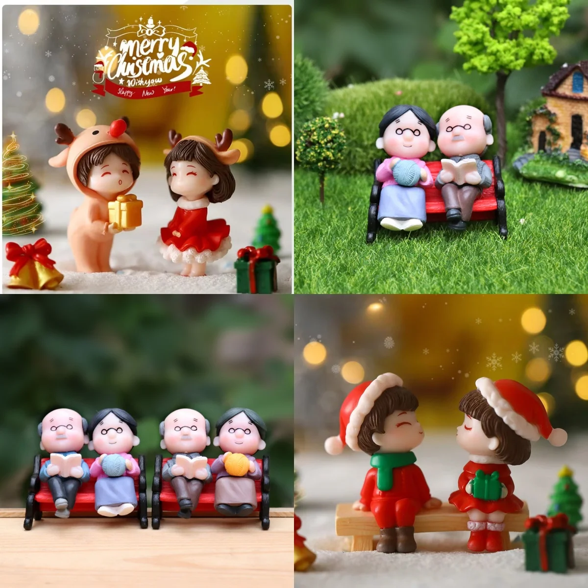 

Mini Couple Figures Grandma Grandpa Sweety Lovers Old Couple Ornament for Fairy Garden Figurines Miniature Home Xmas Gifts