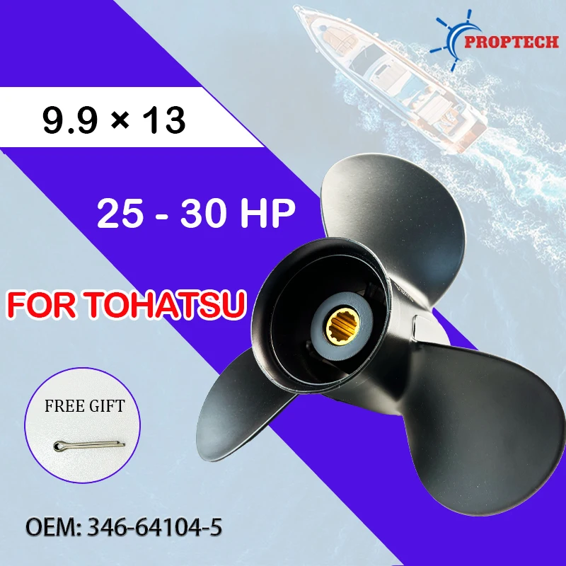 346-64104-5 Marine Propeller For Tohatsu 25HP 30HP 9.9 * 13 Boat Aluminum Alloy Screw 10 Spline 3 Blade Outboard Accessories