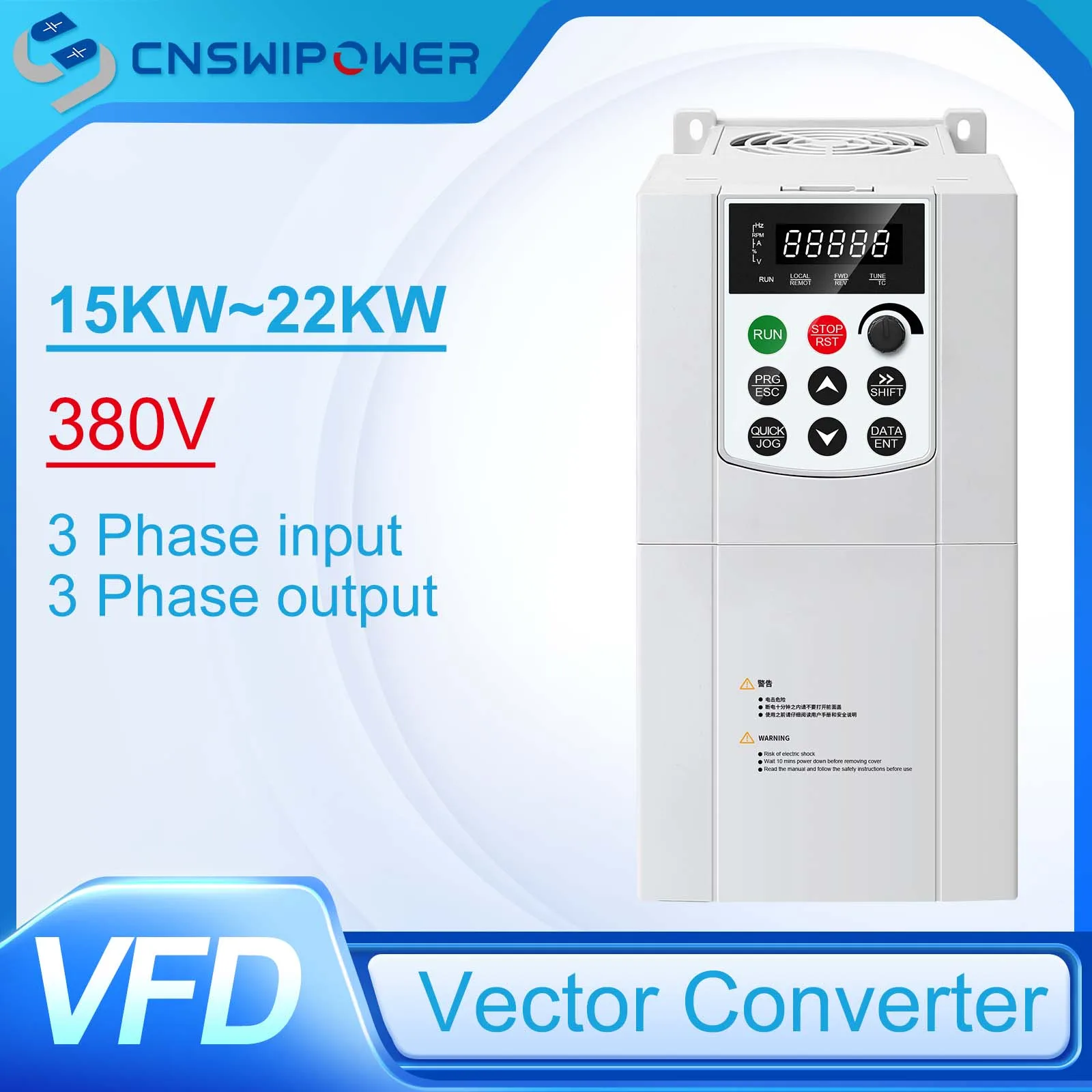 

380v VFD Three Phase Output 15kw/18.5kw/22kw AC Drive Vector Converter&Inverter LED Screen