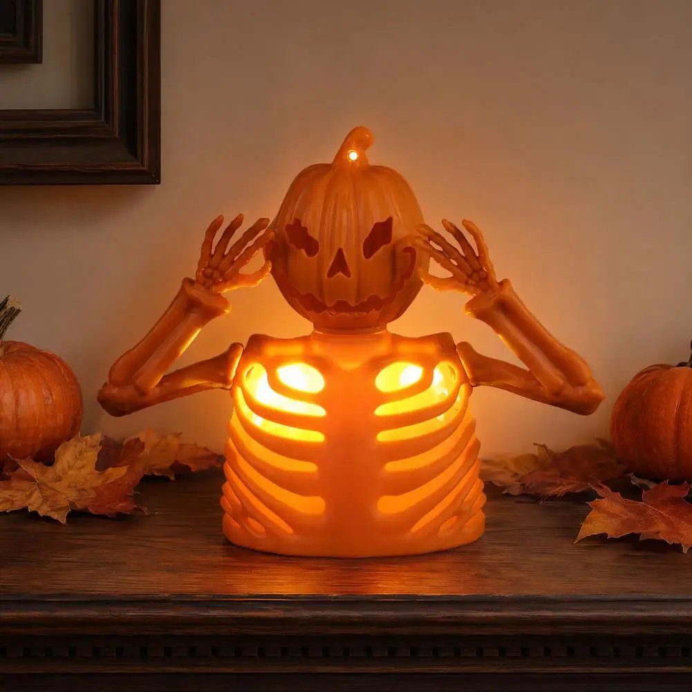 Ambient Halloween Halloween Pumpkin Skull Night Light Led Glowing Ghost Ornament Spooky Haunted House Decor Table Centerpiece