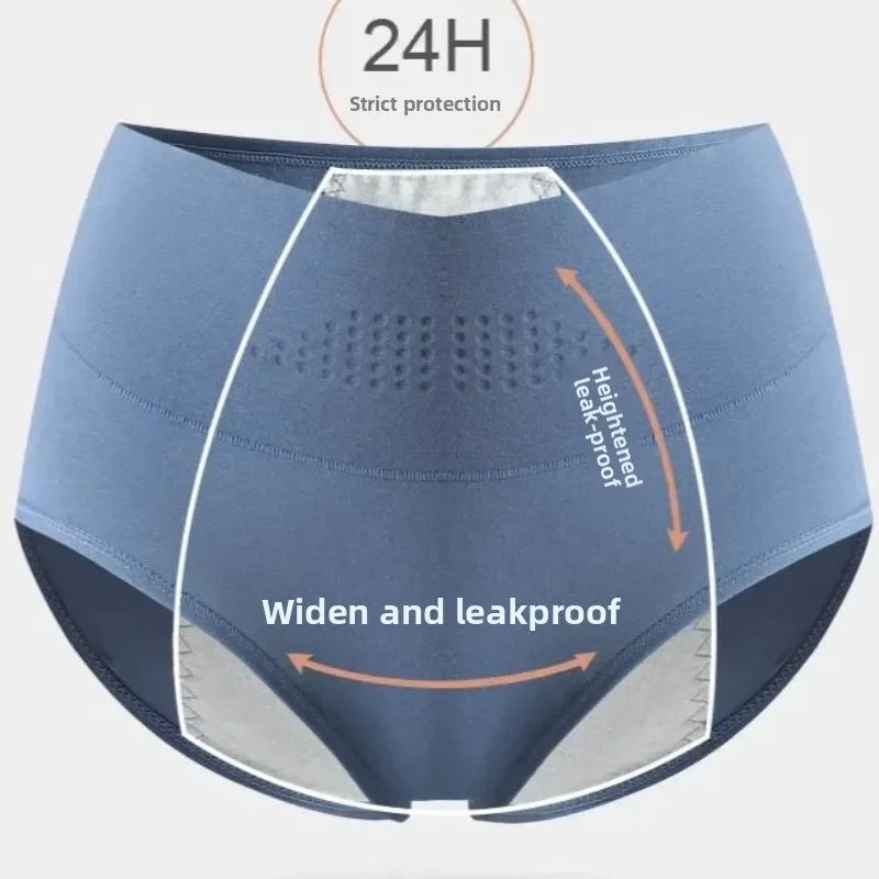 Menstrual Women's Panties High Waist Widen Period Pants Leak Proof Physiological Underwear Cotton Female Briefs Plus Sizes L-4XL image 2