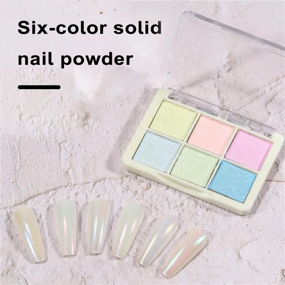 Brilhante Espelho Glitter Set Unhas Pó, Pigmento DIY, UV Gel Polonês, Nail Art Decorações Acessórios, 6 pcs