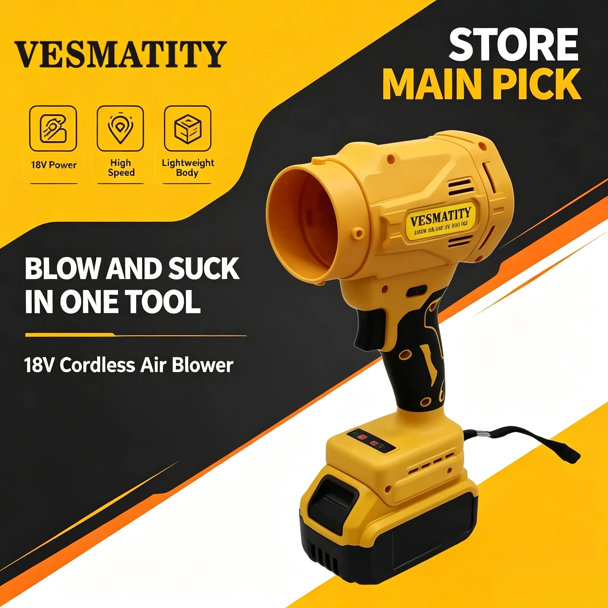 Vesmatity Goddess Brushless Cordless Electric Air Blower Turbo Jet Fan Handheld Dust Blowing Tool For Dewalt 20V Battery