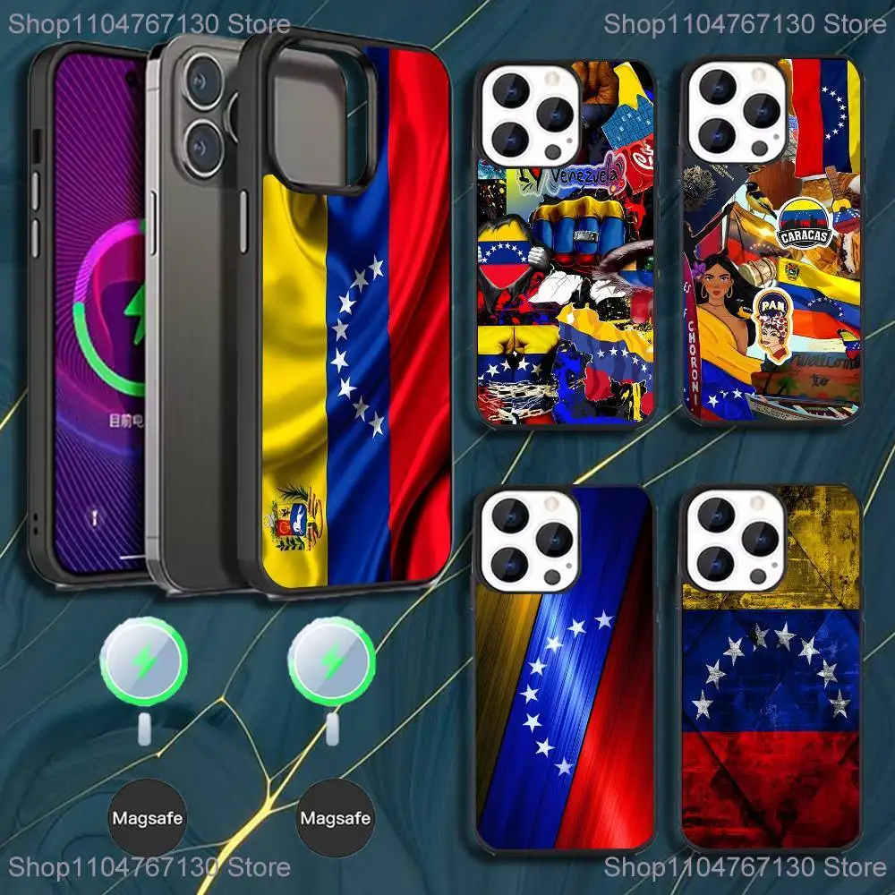 

Чехол для телефона с флагом Венесуэлианда для iPhone 16,15,14,13,12,11, Pro, Max, Plus, Mini, Magsafe, магнитный чехол для беспроводной зарядки