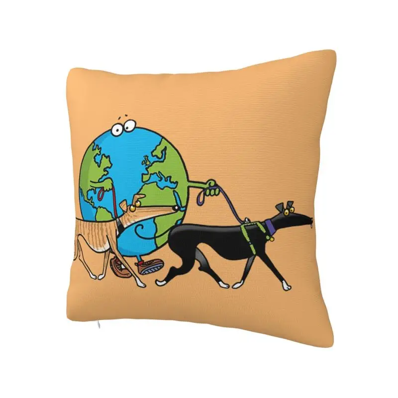 Custom Cute Greyhound Whippet Dog Cushion Cover Decoration Printing Sihthound Animal Throw Pillow Case for Car Double Side